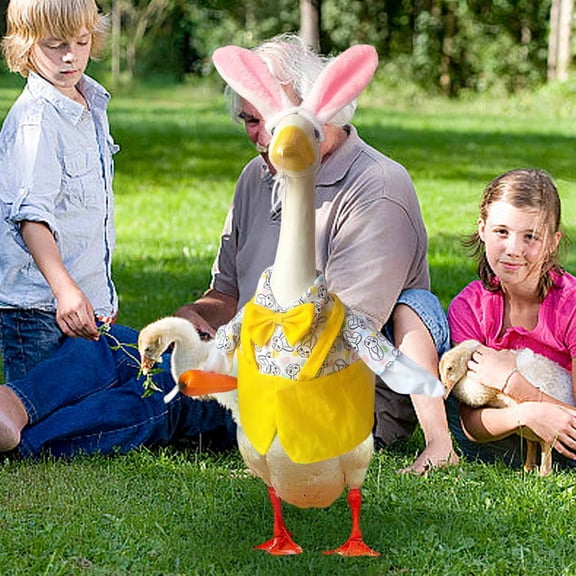 Coollooc Valentine‘s Day Goose Outfit St. Patrick Easter Lawn Porch Animal Clothes Holiday Costume for 23 Cement Goose Valentine‘s Day St. Patrick Easter Patio Yard
