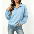 thumbnail image 5 of Women's Half Zip Pullover Sweatshirt Oversized Long Sleeve Mock Neck Casual Top with Collar Solid Color Relaxed Fit Fleece Jumper, 5 of 7