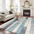 thumbnail image 3 of Turquoise Grey Wooden Large Area Rugs for Bedroom Living Room, Soft Non Slip Carpet Bedside Rug, Farmhouse Teal Wood Rectangular Floor Cover Kitchen Accent Rug 5'x8' for Dining Room/Office, 3 of 9