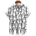 thumbnail image 3 of Camisa con estampado de gato de dibujos animados en 3D para hombre, cómoda, de verano, de manga corta, informal, holgada, de secado rápido, hawaiana, 3 of 5