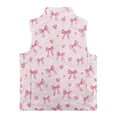 thumbnail image 5 of Xoenoiee Pink Bow Heart Print Stand-Up Collar Vest for Girls Sleeveless Outerwear Fuzzy Fleece Vest Lightweight Warm Zipper Jacket, 3T, 5 of 7