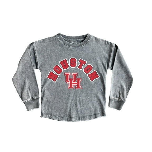 Youth Gameday Couture Gray Houston Cougars Faded Wash Pullover Top