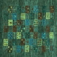 thumbnail image 1 of Ahgly Company Machine Washable Indoor Square Abstract Turquoise Blue Contemporary Area Rugs, 5' Square, 1 of 4