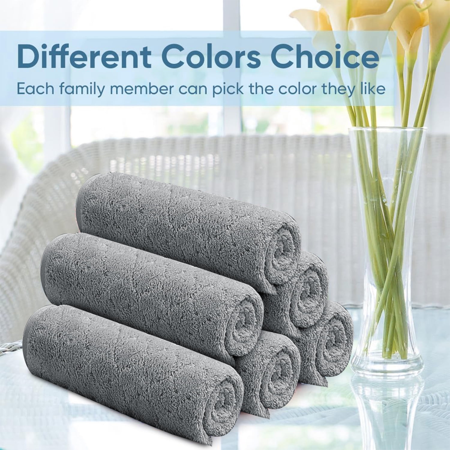 Beartech Microfiber Washcloths 24 Pack,13"x13" Quick Dry Ultra Soft and Highly Absorbent Washcloths for Bathroom,Kitchen Dish Towels -Dark Gray
