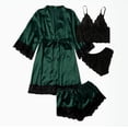 thumbnail image 2 of DPTALR Women Plus Size Lingerie Silk Robe Satin Bathrobe Four-piece Set Sleepwear Pajamas, 2 of 6