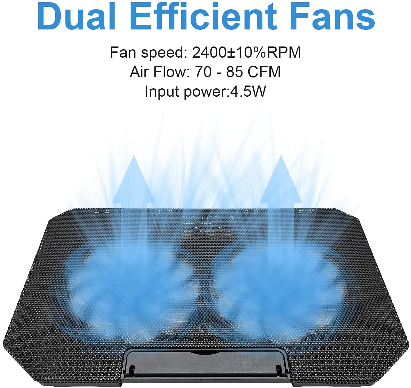 Laptop Cooling pad Cooler Stand Fan for 11-15.6 Inch Gaming Notebooks, 2 Turbine Fans,4 Angle Adjustable (Black)