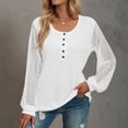 thumbnail image 4 of Blusa frontal con botones NikouMX para mujer con costuras de encaje jersey de manga larga, 4 of 6