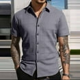 thumbnail image 2 of CYiJun Mens Button Down Shirts Casual Knit Short Sleeve Shirt Vacation Beach Fashion Summer Tops, 2 of 6