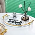 thumbnail image 5 of Modern Round Acrylic Tray with Gold Handles, 11 Inch Diameter, 5 of 5