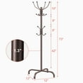 thumbnail image 5 of Coat Rack Stand 14 Hooks Coat Rack Stand Metal Freestanding Coat Rack Coat Tree for Home, Office, Entryway, Hallway, Bronze, 5 of 10
