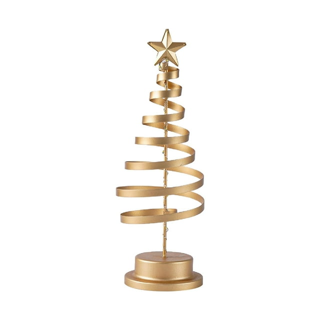 yuksok Christmas Tree Lamp Artificial Tabletop Christmas Tree for Indoor Xmas Party gold