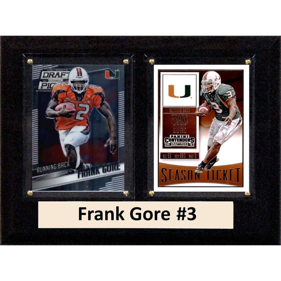 C & I Collectables 68GORECO 6 x 8 in. Frank Gore NCAA Miami Hurricanes Two Card Plaque