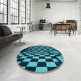 thumbnail image 4 of Ahgly Company Machine Washable Indoor Round Transitional Deep Teal Green Area Rugs, 4' Round, 4 of 7