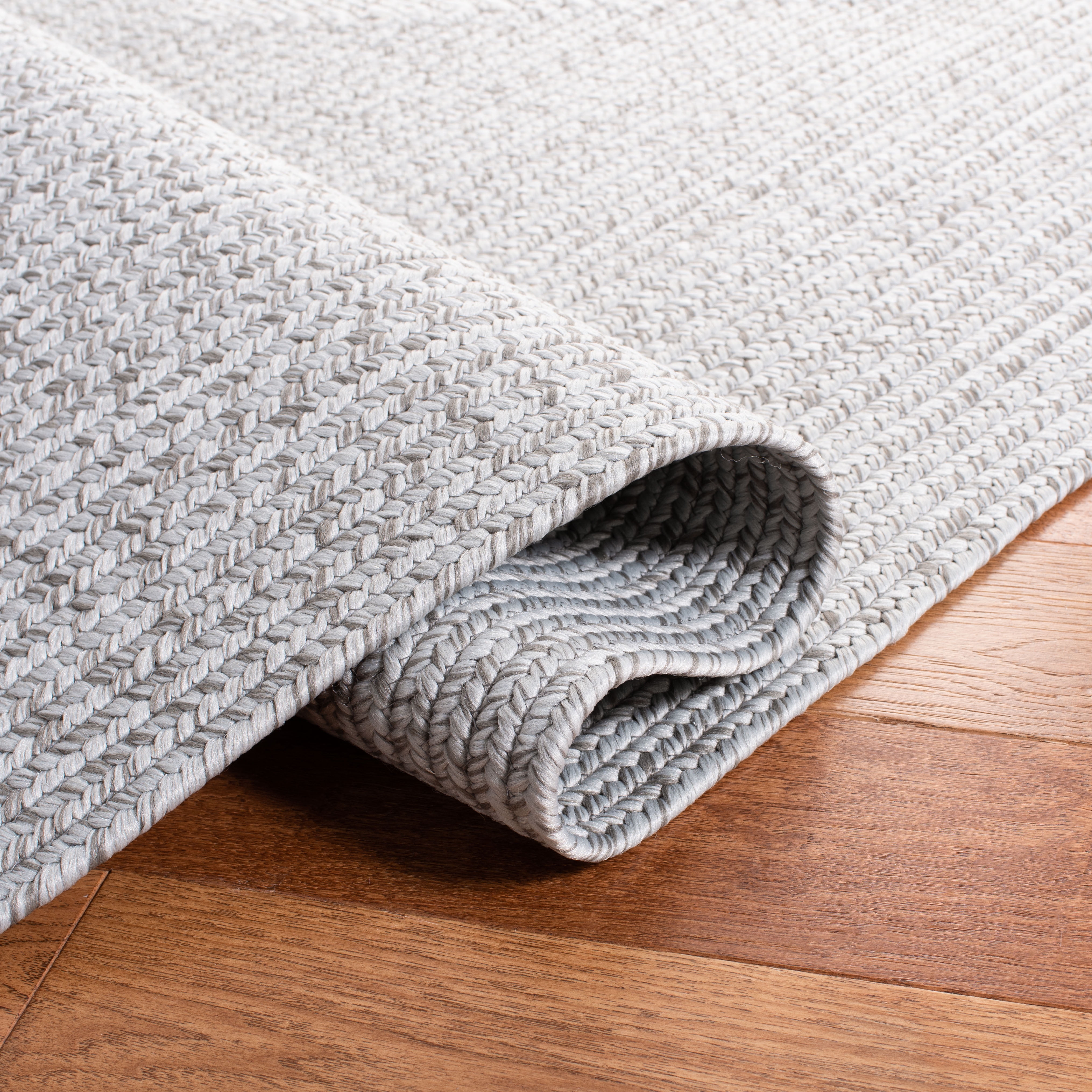 SAFAVIEH Braided Rishika Solid Machine Washable Reversible Runner Rug, Silver/Grey, 2'3" x 12'