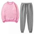 thumbnail image 2 of Autumn Two Piece Sets for Women Plus Size Solid Color Round Neck Pullover Casual Sports Pants Sports Set, 2 of 5