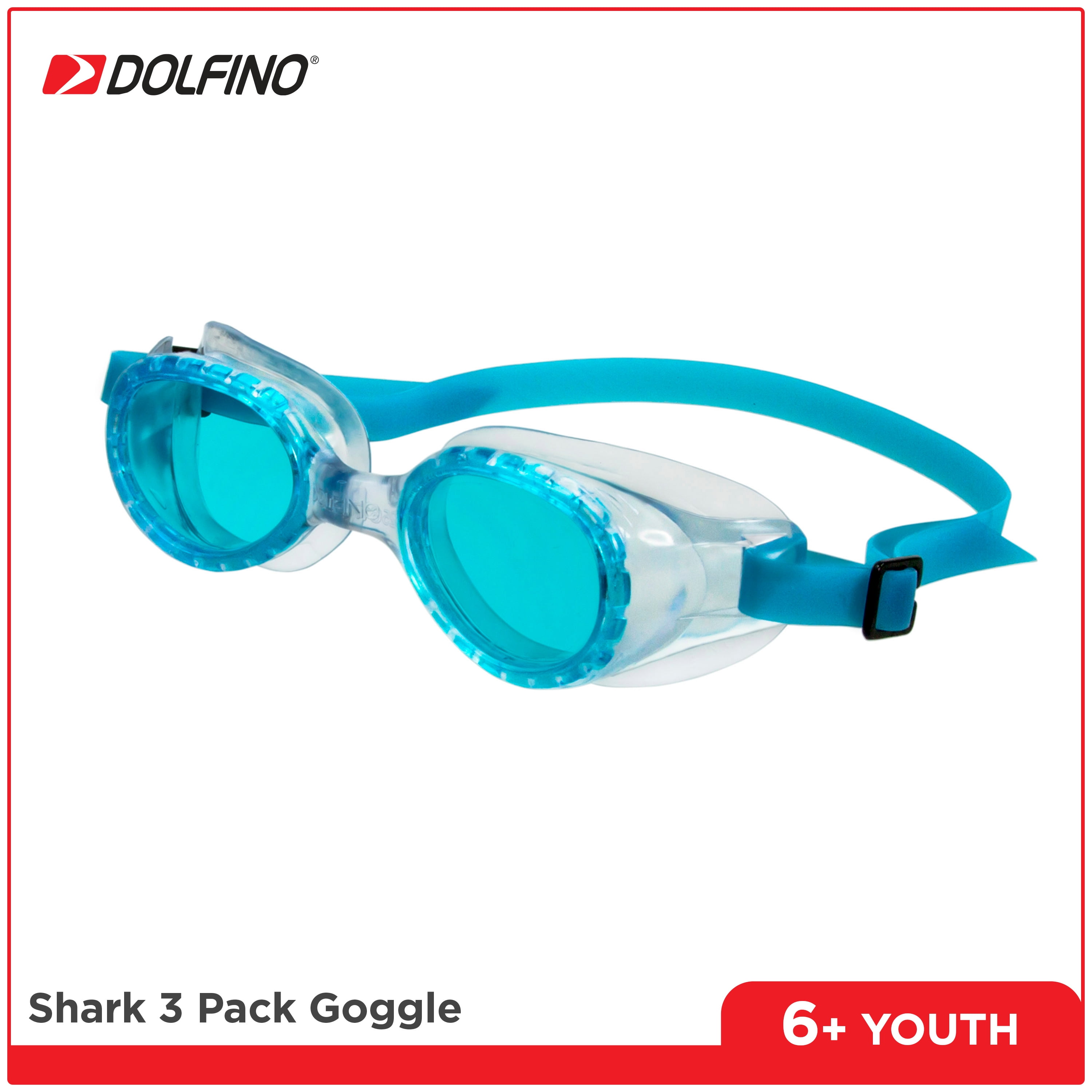Buy Dolfino Youth Latex Free Swim Goggles with Silicone Strap and UV