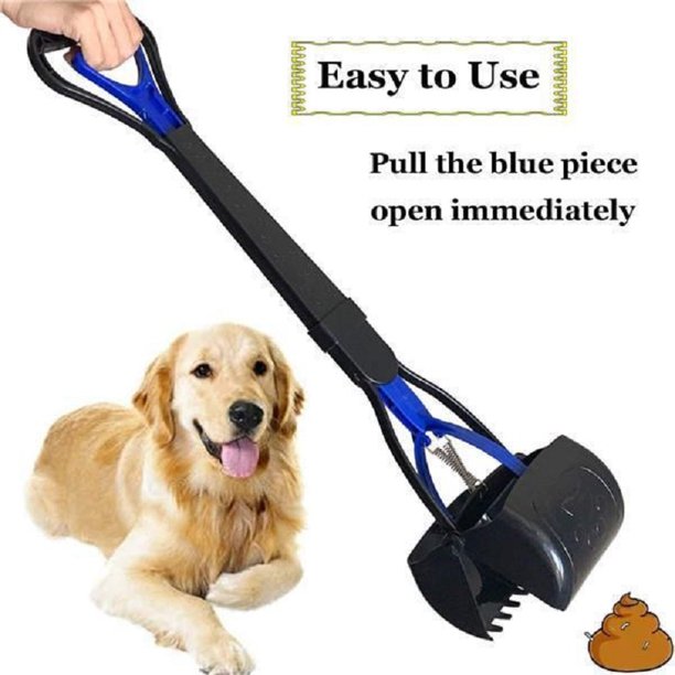 Pooper Scooper for Dog Jaw Clamp Heavy Duty Long Handle Poop Scooper for Large Medium Small Dog Pet Cat for Grass Gravel Pick Up Gao Jinjia LED