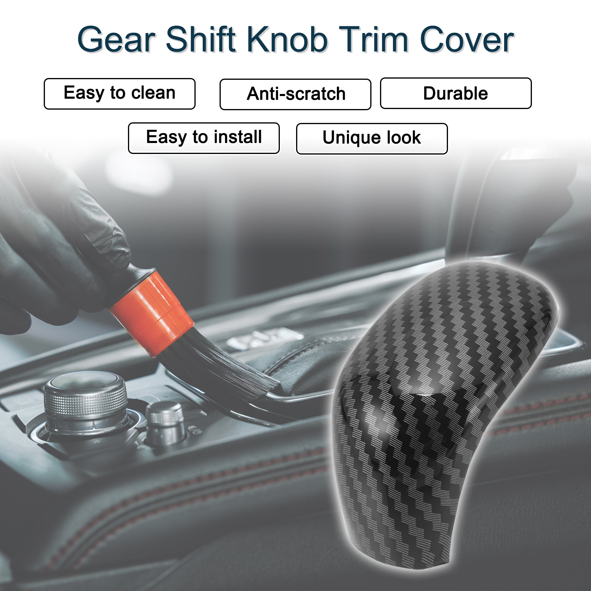 Unique Bargains ABS Gear Shift Knob Cover for Nissan Sentra Altima Versa Kicks Black