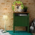 thumbnail image 4 of SKYSONIC Silent Wooden Round Wall Clock Portrait of Happy Shiba Inu Dog Sitting in Summer Non Ticking Battery Operated Clocks for Home Office Living Room Bedroom, 4 of 6