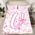 thumbnail image 1 of Erosebridal Drap-Housse Chic à Nœud Papillon Ensemble Jumeau, Literie Monogrammée U Format Jumeau, Drap-Housse Rétro Rose à Fleurs Jumeau pour Filles, Super Douillet Décoration de Chambre, 2 Pcs (Sans Drap du Dessus), 1 of 6