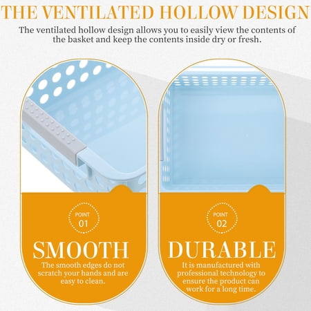RENACLIPY Set of 5 Plastic Storage Baskets with Ventilated Hollow Design for Home and Office Organization