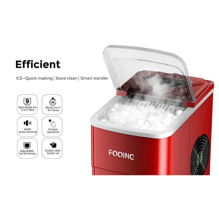 ARLIME Portable Ice Maker Machine, 26Lbs/24H Self-Cleaning Ice Maker, 9 Ice Cubes S/L Ready in 6 Mins, Small Cube Ice Maker with