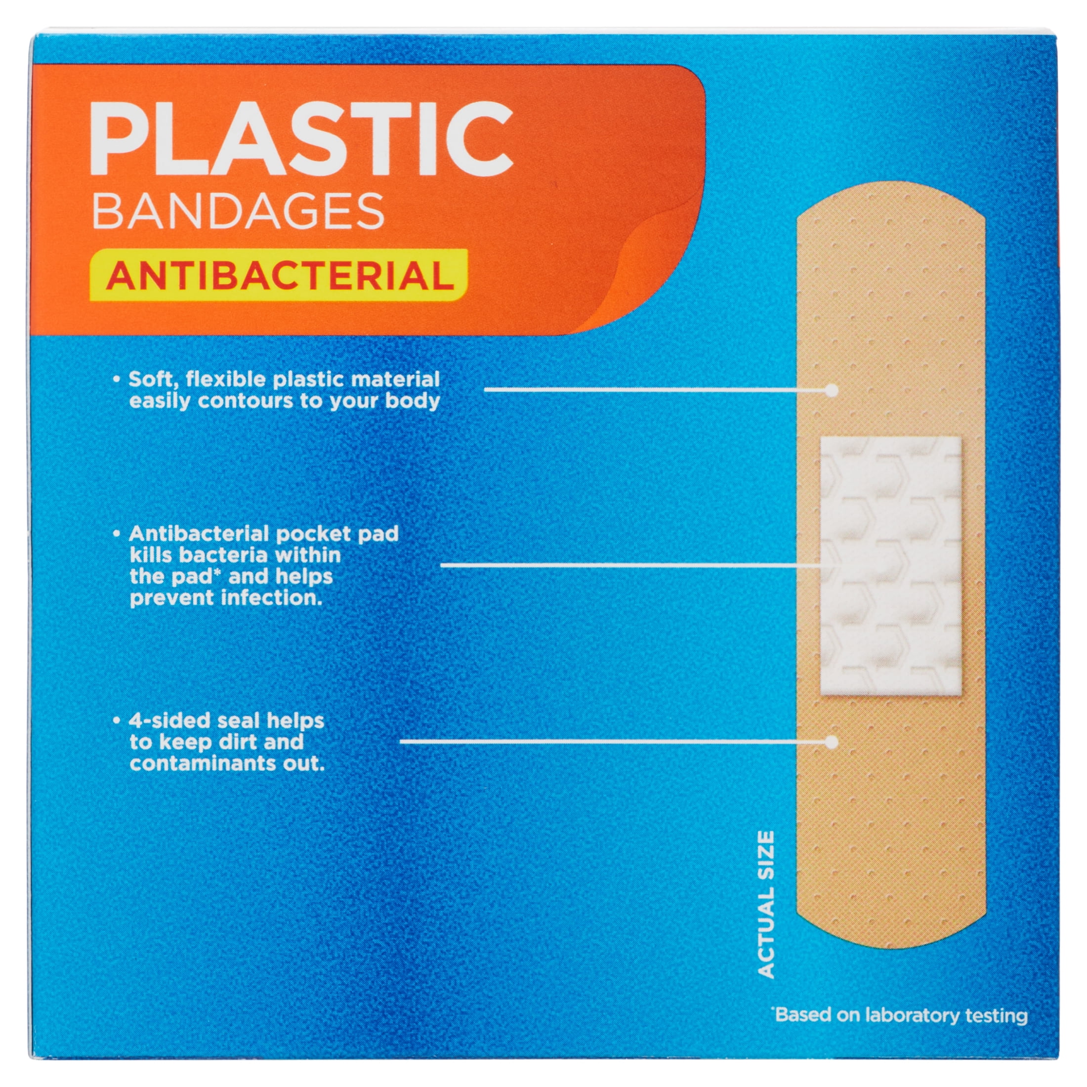 (3 pack) Equate Antibacterial Medium Plastic Bandages, 60 count