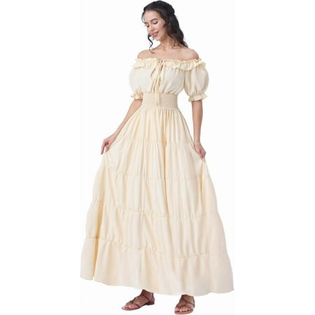 Joyfy Renaissance Costume for Women Medieval Chemise Dress Pirate Peasant Tops Irish Under Dress Halloween Cosplay Costume