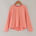 thumbnail image 3 of KaLI_store Girls Tops Girls Long Sleeve Shirts Cotton Ruffle Solid Tunic Tops Tees Blouses Fall T Shirt Orange,8-9 Years, 3 of 5