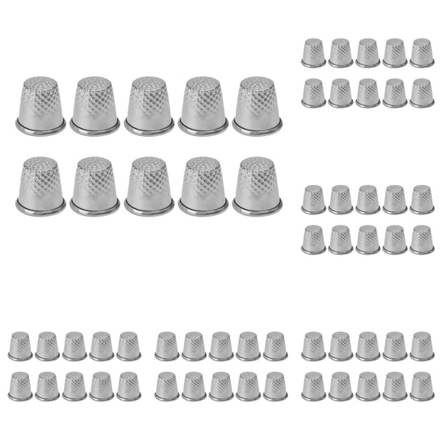 WUSUOWEI 60PCS Hand Sewing Thimble,Stainless Steel Thimble,Metal Shield Fingertip Protector,Plated Metal Thimble Cap,Manual Sewing Needle,Thread Live Hand Thimble for Embroidery,Tailor Protection