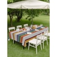 thumbnail image 5 of 60x120 Inch Outdoor Tablecloth with Umbrella Hole Zipper Rectangle Orange Blue Striped Rectangular Tablecloths Outside Waterproof Farmhouse Vintage Stripe Patio Table Cloth Cover for Picnic Party, 5 of 8