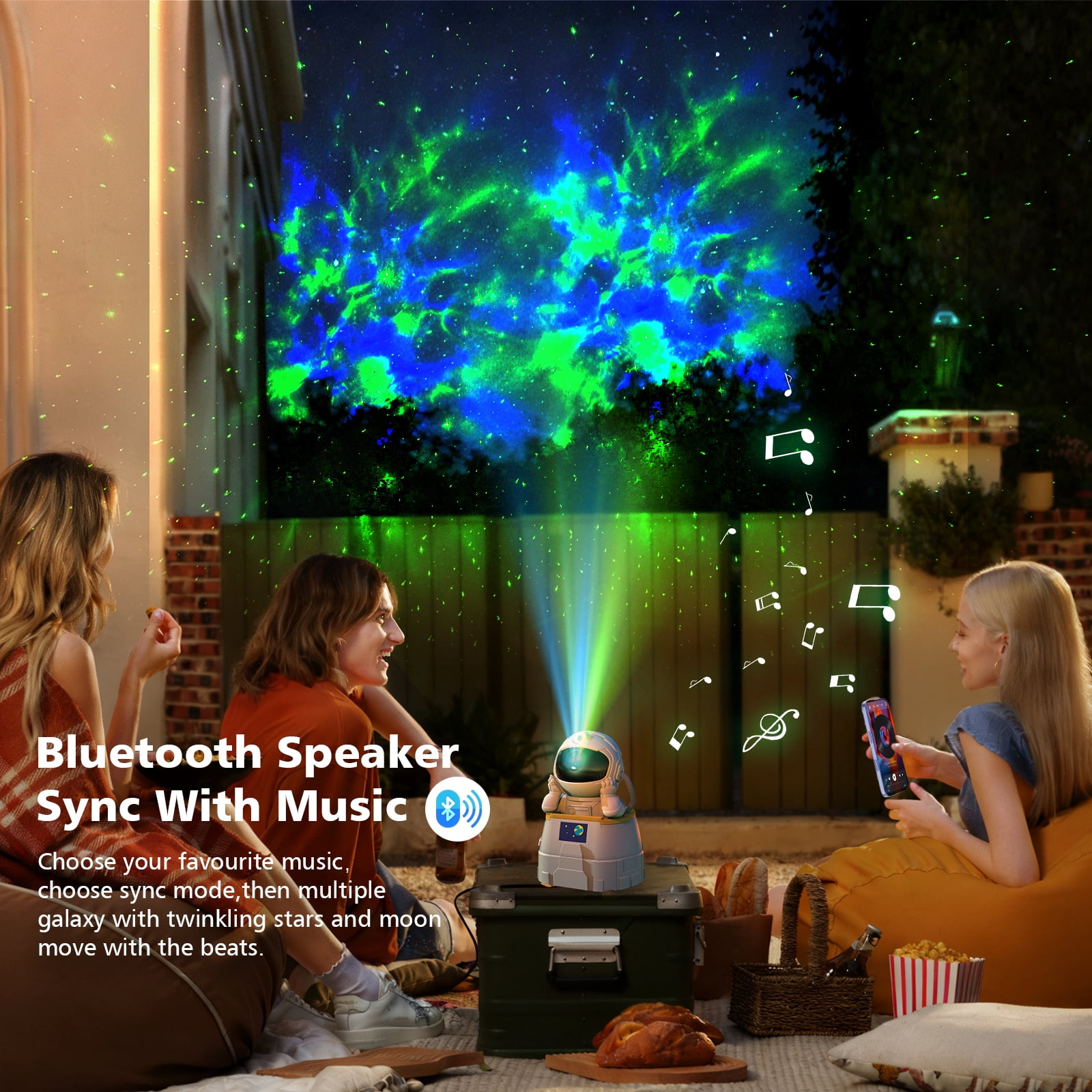 JOPESO Astronaut Galaxy Projector, Star Projector Night Light with Timer Remote and Bluetooth Adjustable Head Angle Nebula Ceiling LED Lamp for Kids Birthdays Gift Decor