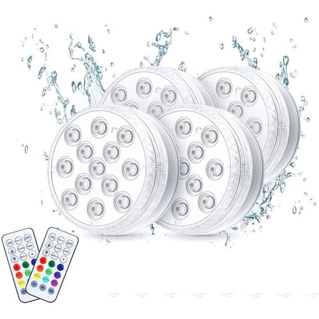 Submersible LED Lights with Remote Control, Suction Cups Magnets, 16 ...