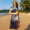 thumbnail image 4 of Fotbe Bald Eagle Pilot Vestido Largo de Moda para Mujer, Vestido Tipo Camiseta con Manga Corta y Estilo Casual a Rayas y Bloques de Color, 4 of 6
