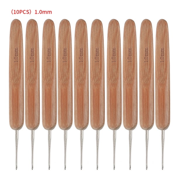 Ganchos de ganchillo, mango de bambú, agujas de coser, herramientas de bordado, una sola cabeza, 1,0 mm 10 Piezas Inevent HA006418-03