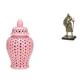 thumbnail image 1 of Tarro de cerámica para jengibre,Jarrón de cerámica con jengibre y arreglo floral,Jarrón decorativo de porcelana con tapa,Figura de escritorio,Estatua de, 1 of 8