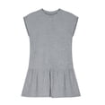 thumbnail image 3 of Fesfesfes Girls Summer Dress Simple Solid Color Short Sleeve Dress Casual Loose Comfortable Everyday Wear Outfit for Kids 3-15 Years(Gray,5-6 Years), 3 of 8