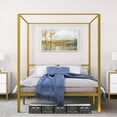 thumbnail image 5 of King/Queen Gold Metal Canopy Platform Bed Frame King, 5 of 5