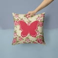 thumbnail image 2 of Butterfly Shabby Chic Yellow Roses Fabric Decorative Pillow, 2 of 4