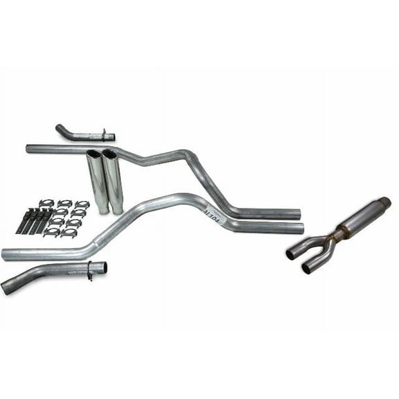 Chevy GMC 1500 15-18 2.5" Dual Exhaust Kits Glasspack Corner Exit Clamp on Tips
