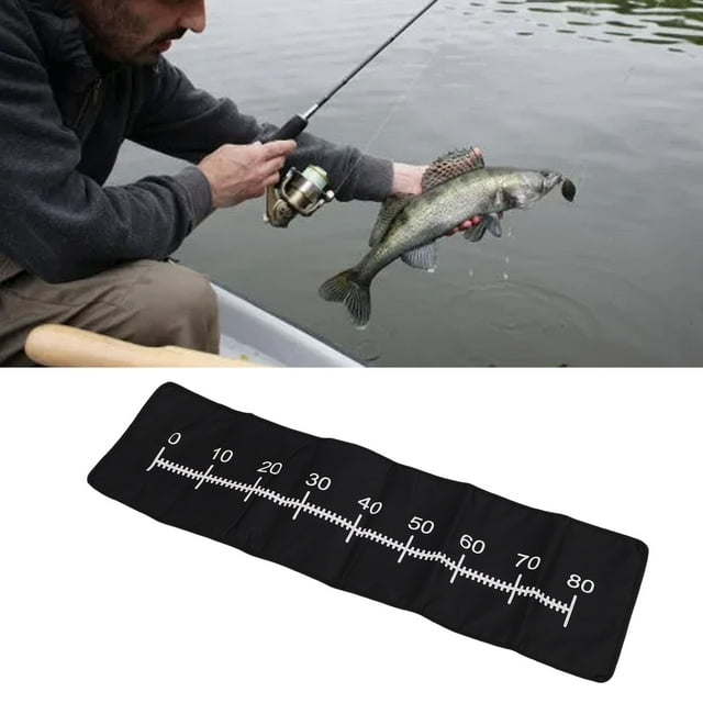 Règle de Pêche Outil Polyester Étanche Mesure de Taille Outil de Pêche Portée 0-80cm Noir