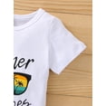 thumbnail image 5 of Franhais Toddler Baby Summer Clothes Set, Round Neck Short Sleeve Sunglass Letter Print T-shirt + Shark/Palm Elastic Waist Shorts, 5 of 9