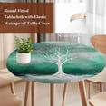 thumbnail image 3 of Spring Green Tree Round Tablecloth 45-54 Inch Round Fitted Table Cloth with Elastic Edge, Botanical Plants Impressionist Painting Waterproof Table Cover Protector for Outdoor Picnic Party Dining, 3 of 6