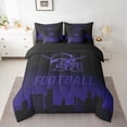 thumbnail image 2 of jejeloiu Rugby Sport Lover 7-Piece Twin Bedding Sets,Purple Football City Bedding Comforter Set For Boys Teens Reversible, 2 of 8