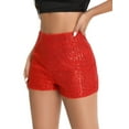 thumbnail image 2 of Suagox Women's Summer Sequins Shorts Mid Waist Elastic Band Sparkly Straight Leg Shorts Glitter Hot Pants for Party, 2 of 10
