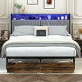 thumbnail image 2 of LUCKLIFE King Bed Frame with 2 Storage Drawers, Power Outlets, 2-Tier Storage Headboard&LED, Brown, 2 of 9