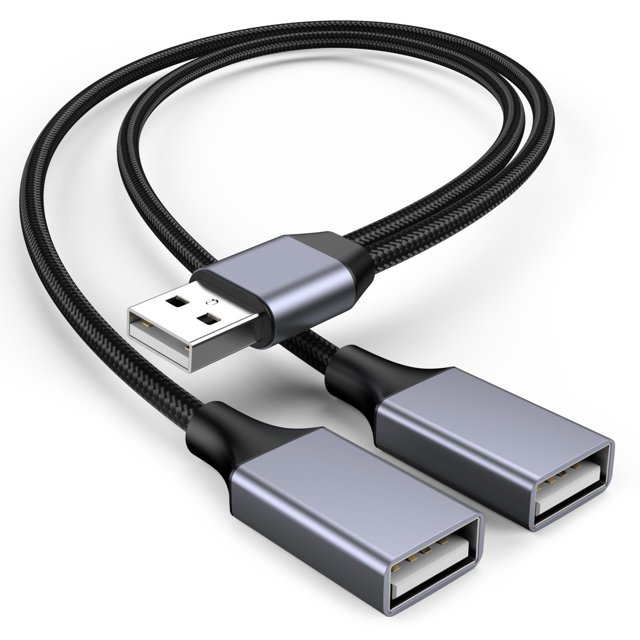 Cable divisor USB KAYQINHO de 1 entrada a 2 salidas, gris lavanda