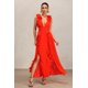 thumbnail image 1 of Vestido Trinvilla Deep-V sin mangas con pliegues maxi para mujer, 1 of 6