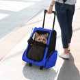 thumbnail image 4 of PawHut 2-in-1 Rolling Pet Carrier Backpack for Cats Dogs with Handle Blue, 4 of 9