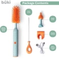 thumbnail image 5 of KinderSense Büki Electric Baby Bottle Cleaning Brush Set - Rechargeable Electric Bottle Brush (Green/Orange), 5 of 7